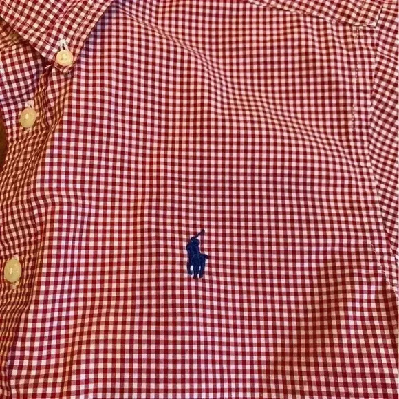 Ralph Lauren Boys Red Gingham Preppy Button Up Shirt Size L - Picture 6 of 6